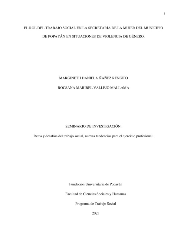 EL ROL DEL TRABAJO SOCIAL EN LA SECRETARIA DE LA MUJER DEL MUNICIPIO DE ...